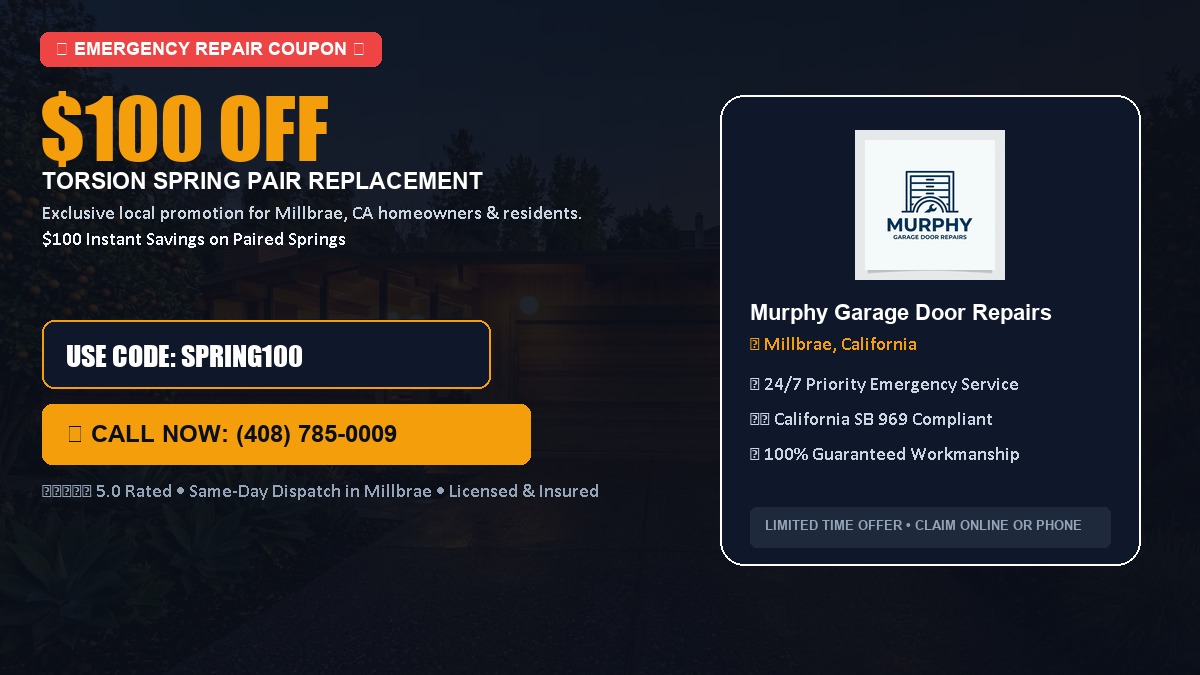 $100 OFF Heavy-Duty Torsion Spring Pair Replacement in Millbrae, CA